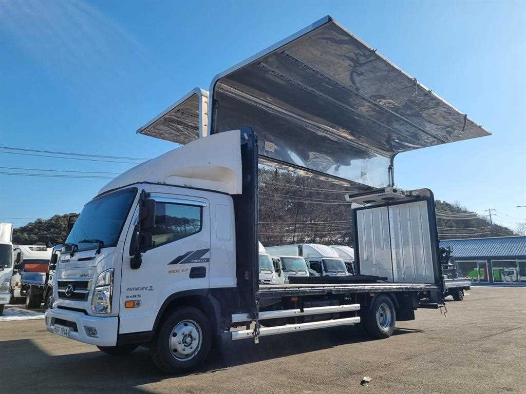 현대 마이티 3.5톤 냉동탑 2021년식 운전석 쪽 윙 개방