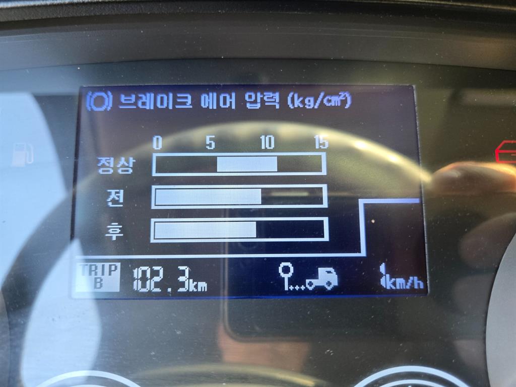 현대 메가트럭 5톤 왕겨및톱밥운송 2010년식 계기판 화면